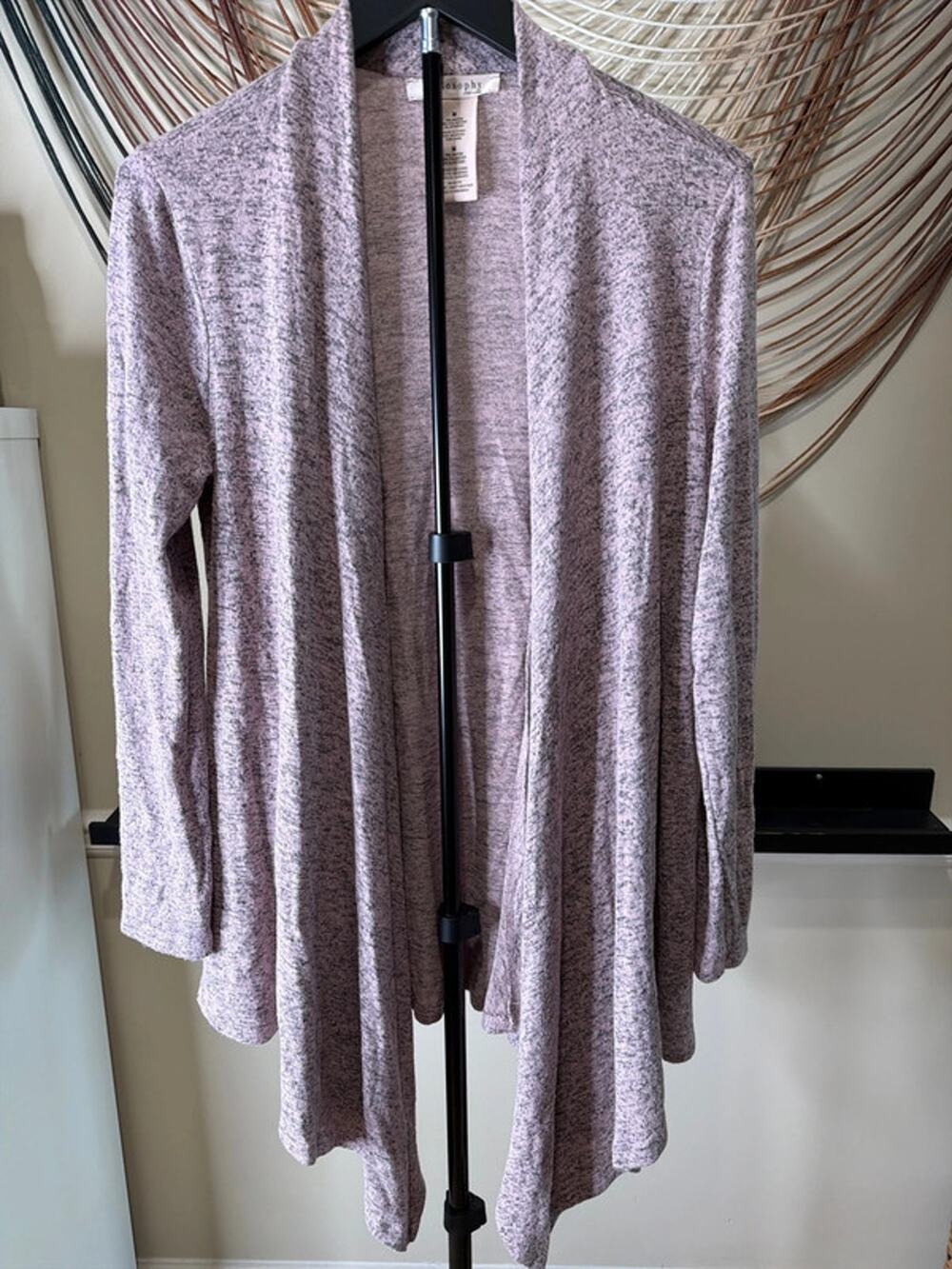 Philosophy, open front cardigan, lilac, and black M 3474